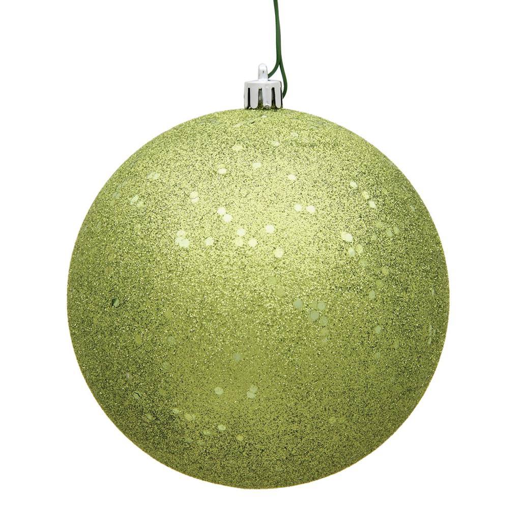 4" Lime Sequin Ball Ornament (6 pack) 1