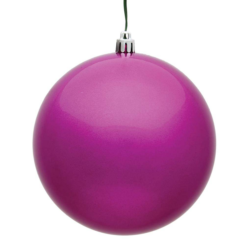 4.75" Fuchsia Candy Ball Ornament (4 pack) 1