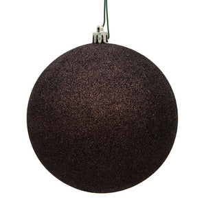 4.75" Chocolate Plastic Glitter Ball Ornament (4 pack) 1