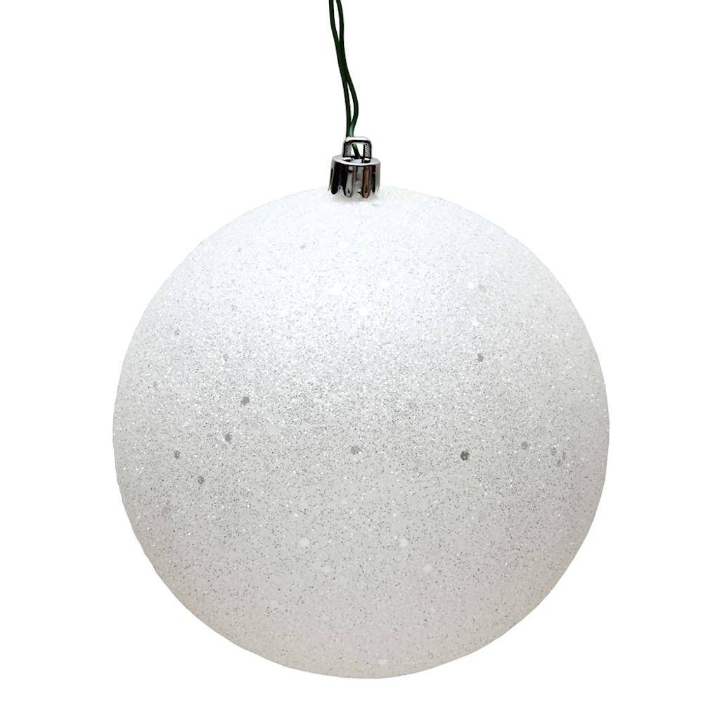 6" White Sequin Ball Christmas Ornament (4 pack) 1