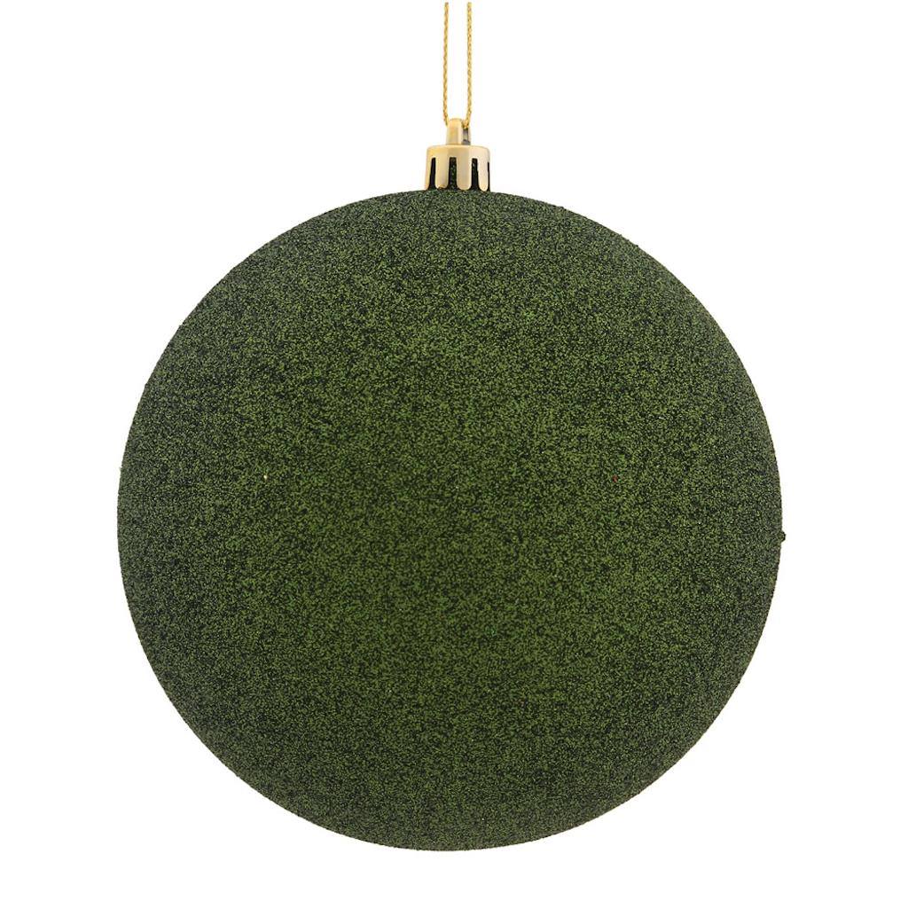 6" Moss Green Glitter Ball Christmas Ornament (4 pack) 1