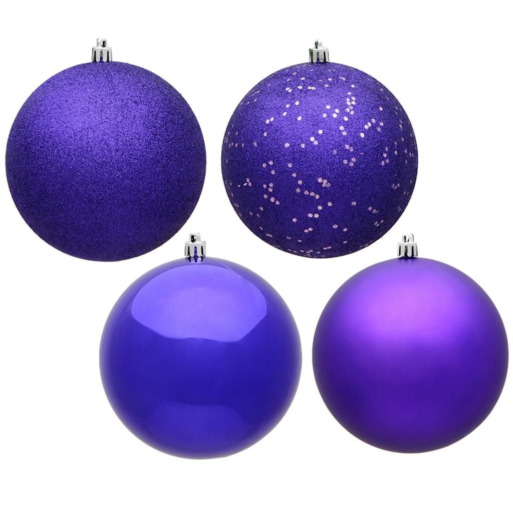 6" Purple 4 Assorted Finishes Ball Ornament (Set of 4) 1