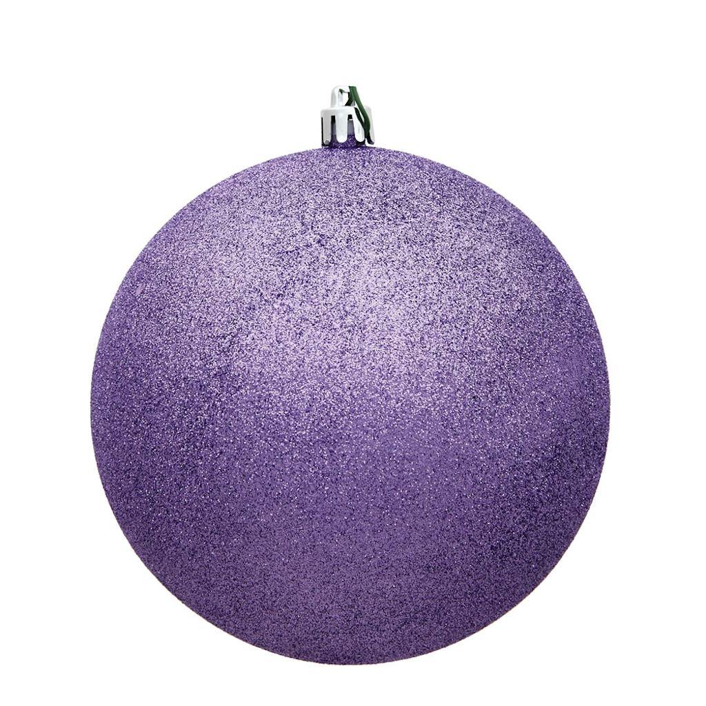 6" Lavender Glitter Ball Christmas Ornament (4 pack) 1