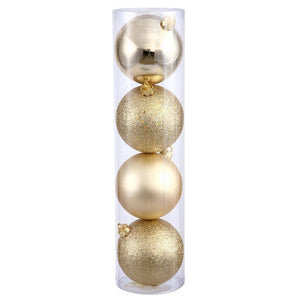 8"  Honey Gold 4 Assorted Finish Ball Ornament (Set of 4) 1