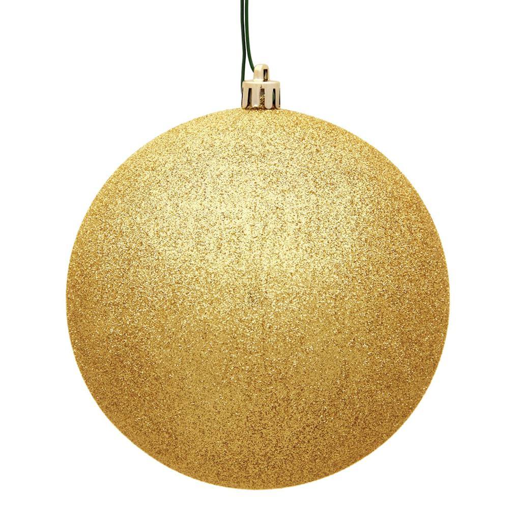 8" Honey Gold Glitter Ball Ornament 1