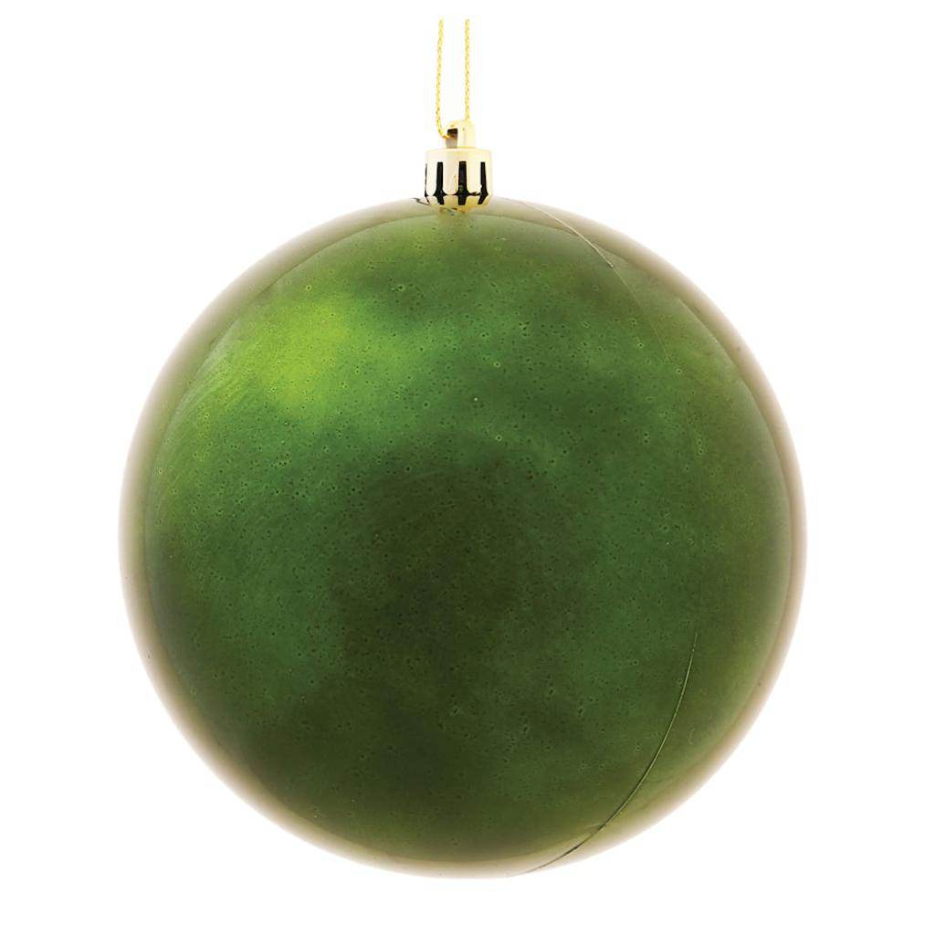8" Moss Green Shiny Ball Christmas Ornament 1