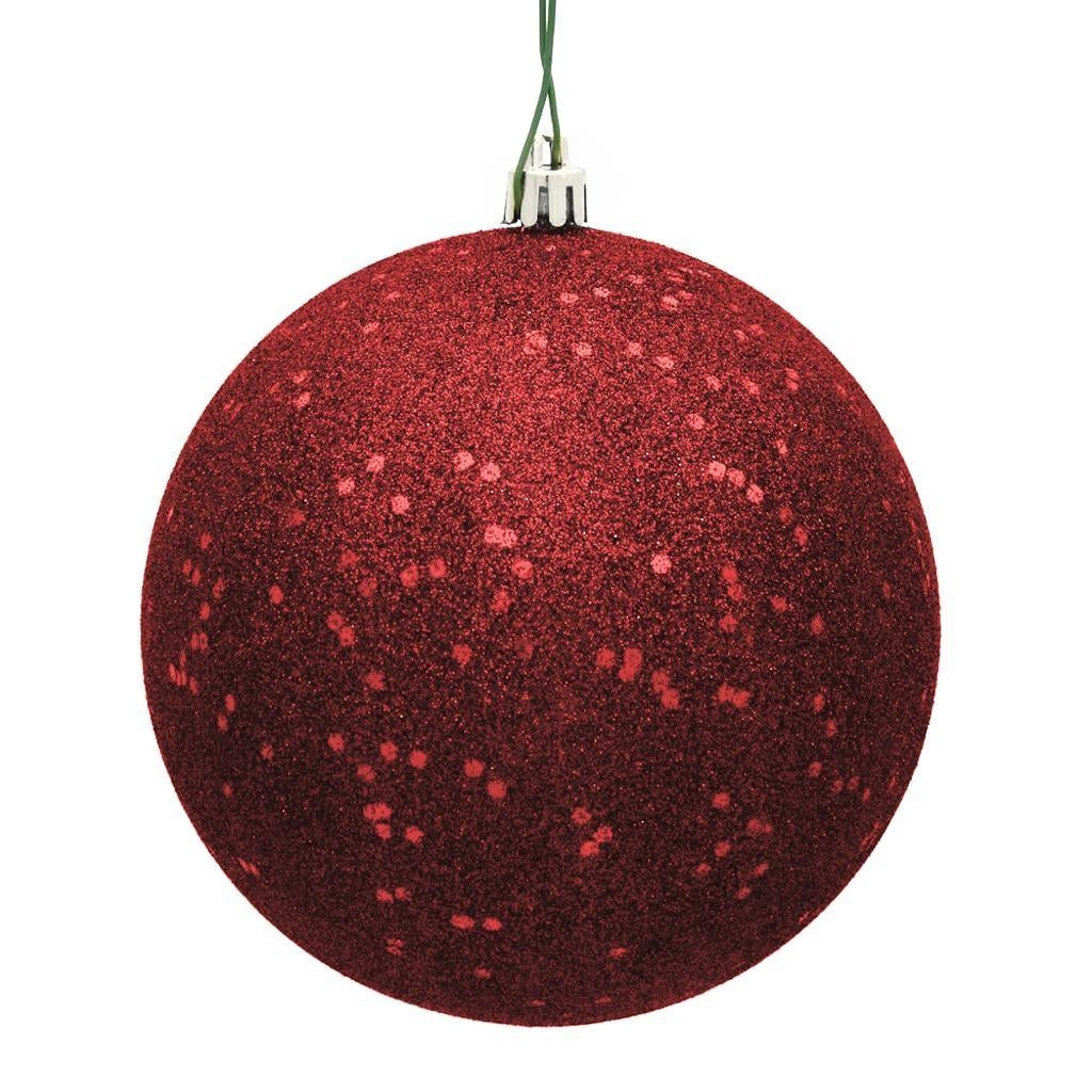 8" Burgundy Sequin Ball Ornament 1