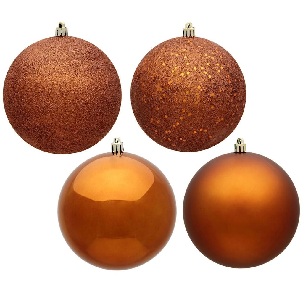 8" Copper 4 Assorted Finish Ball Ornament (Set of 4) 1