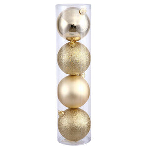 10" Honey Gold 4 Assorted Finish Ball Ornament (Set of 4) 1