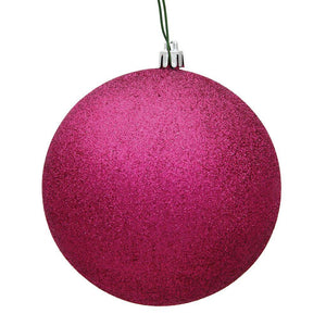 10" Fuchsia Glitter Ball Christmas Ornament 1