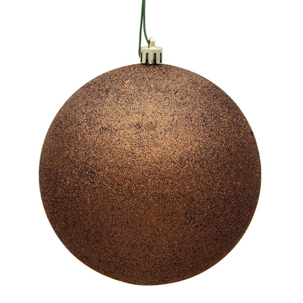 10" Mocha Glitter Ball Christmas Ornament 1