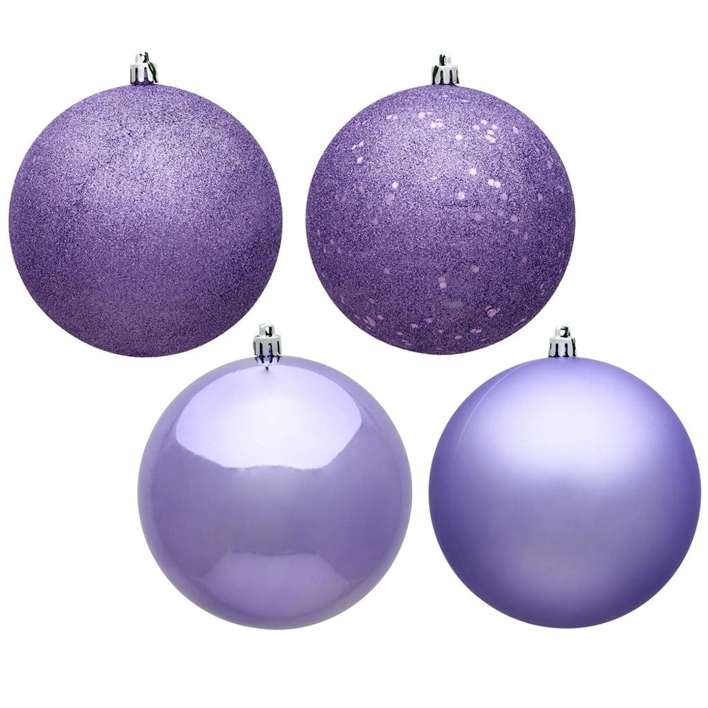 10" Lavender 4 Assorted Finish Ball Ornament (Set of 4) 1
