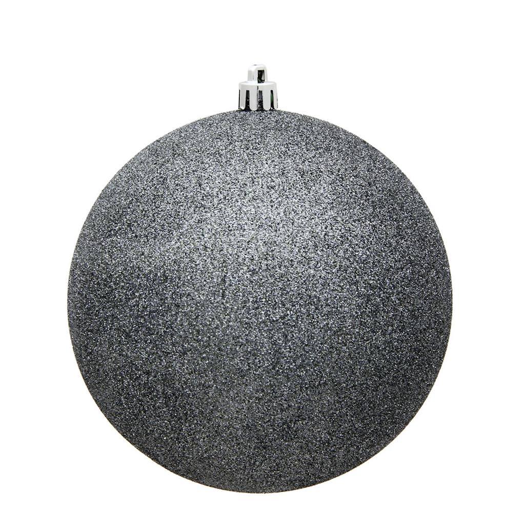 10" Pewter Glitter Ball Christmas Ornament 1