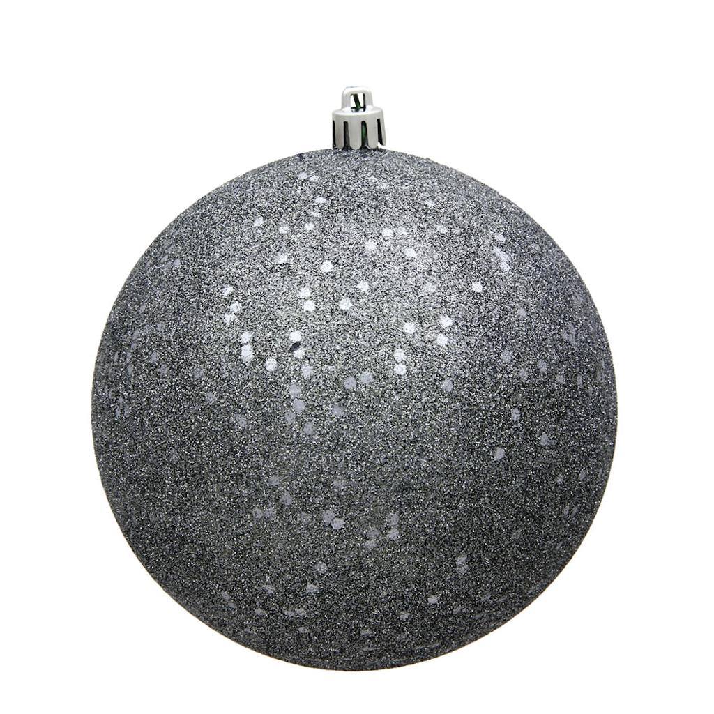 10" Pewter Sequin Ball Christmas Ornament 1