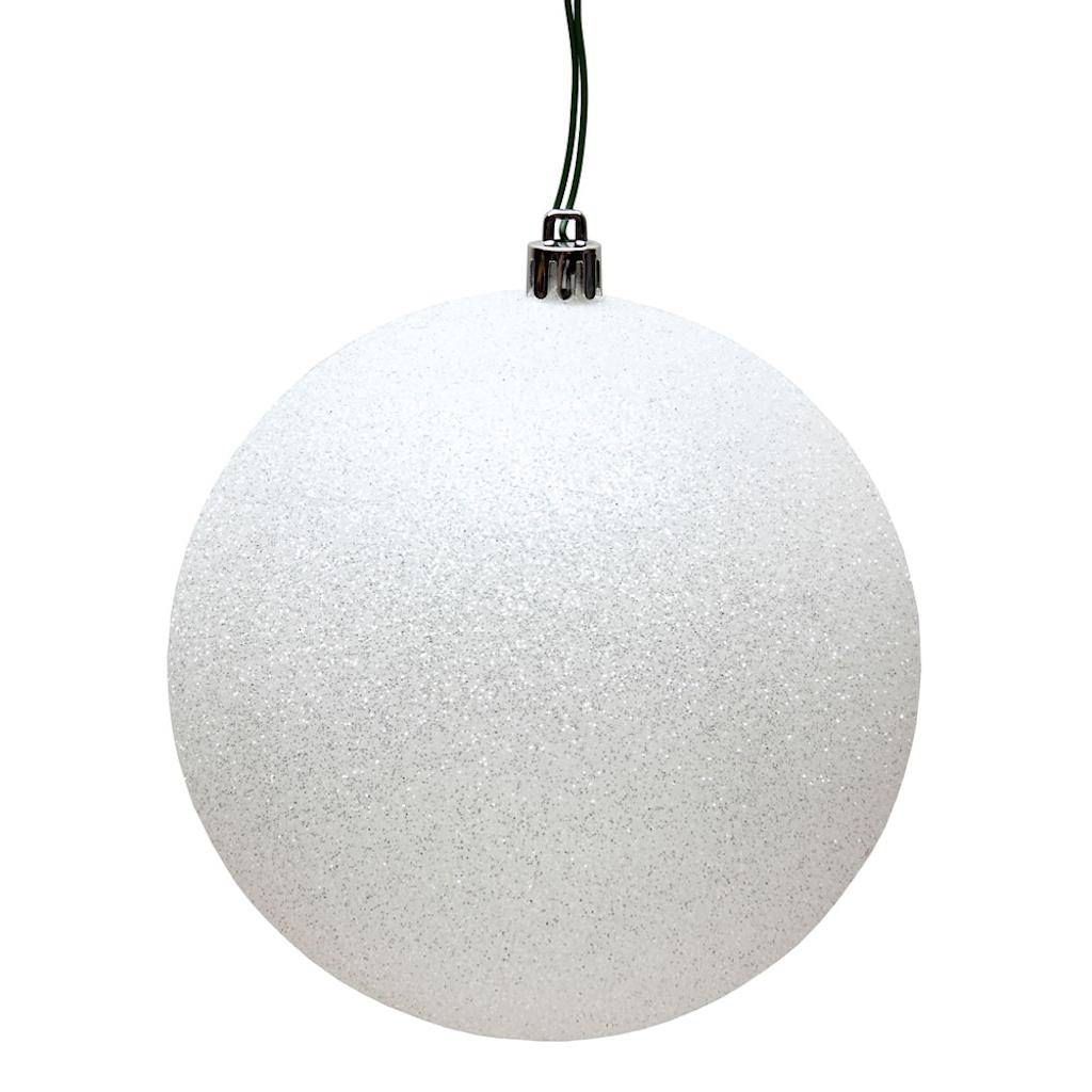 12" White Glitter Finish Ball Ornament 1
