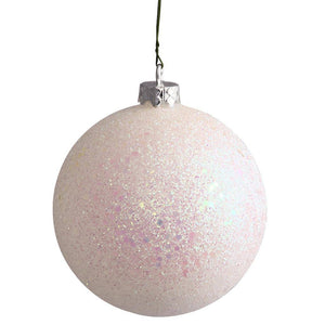 12" White Sequin Finish Ball Ornament 1