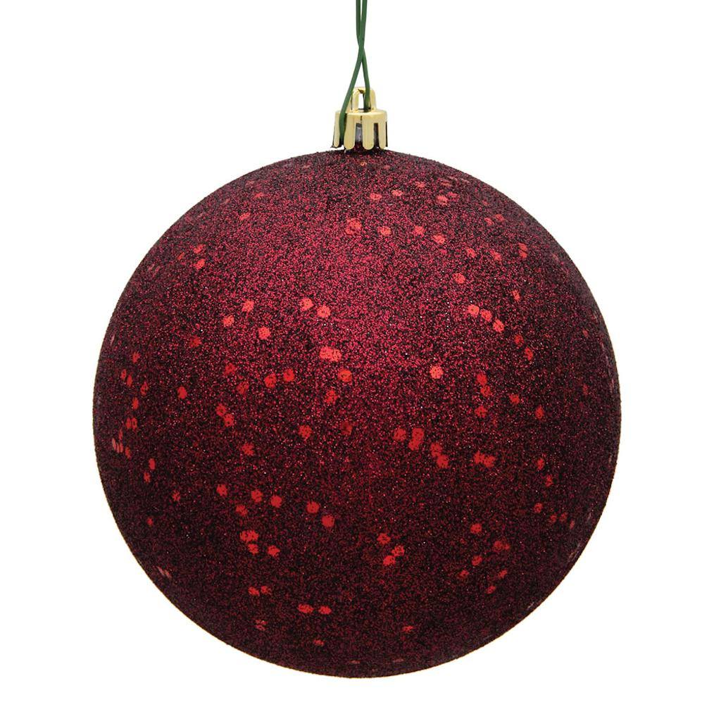 12" Burgundy Sequin Ball Ornament 1