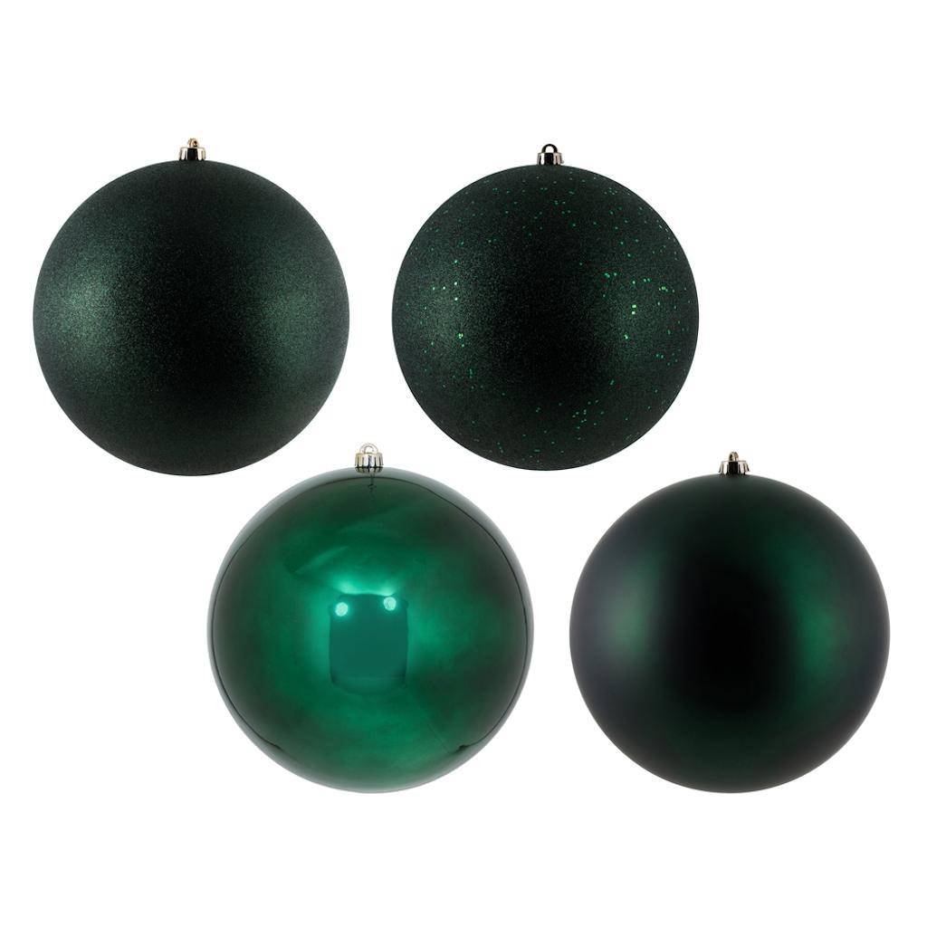 12" Midnight Green 4 Finish Ball Christmas Ornament (4 Pack) 1