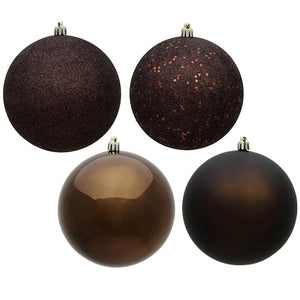 2.4" Chocolate 4 Assorted Finishes Ball Ornament (60 pack) 1