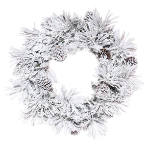 30" Artificial Flocked Atka Pine Wreath 1