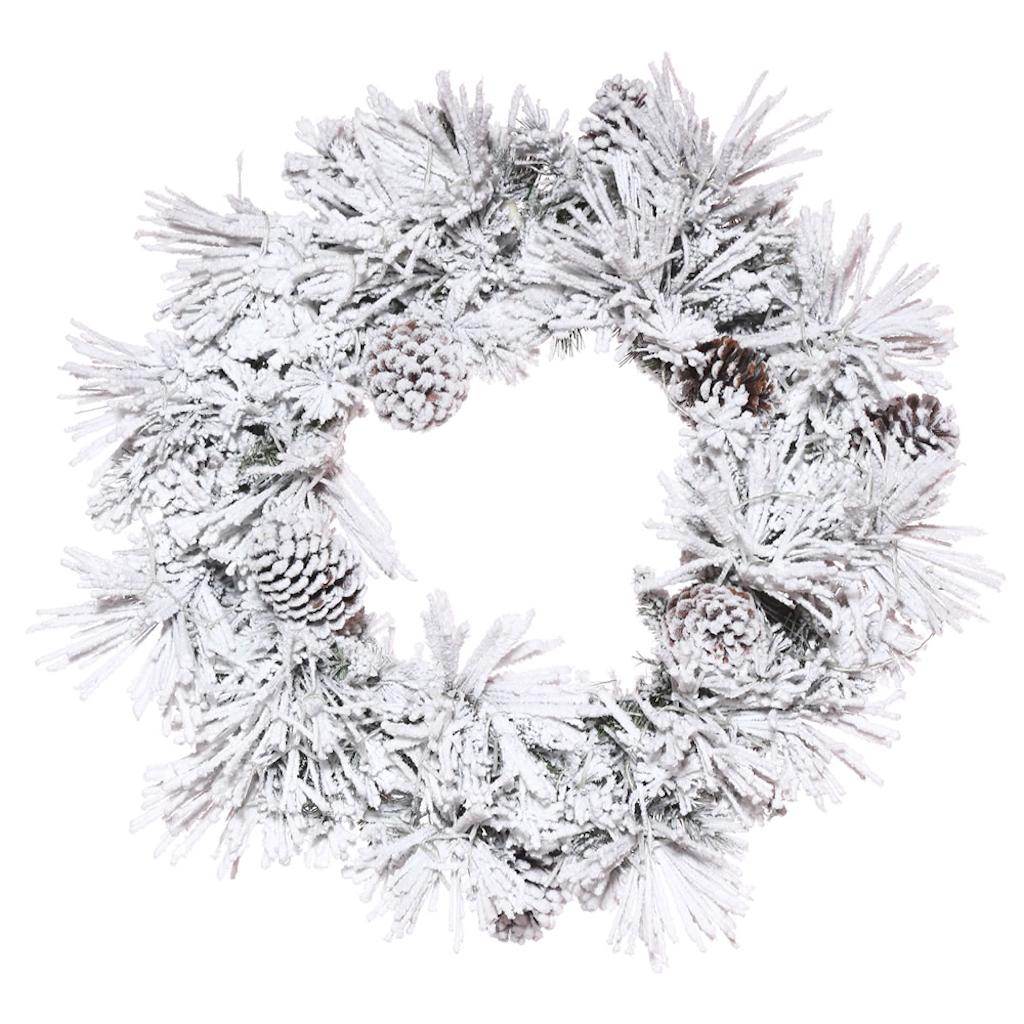 60" Artificial Flocked Atka Pine Wreath 1