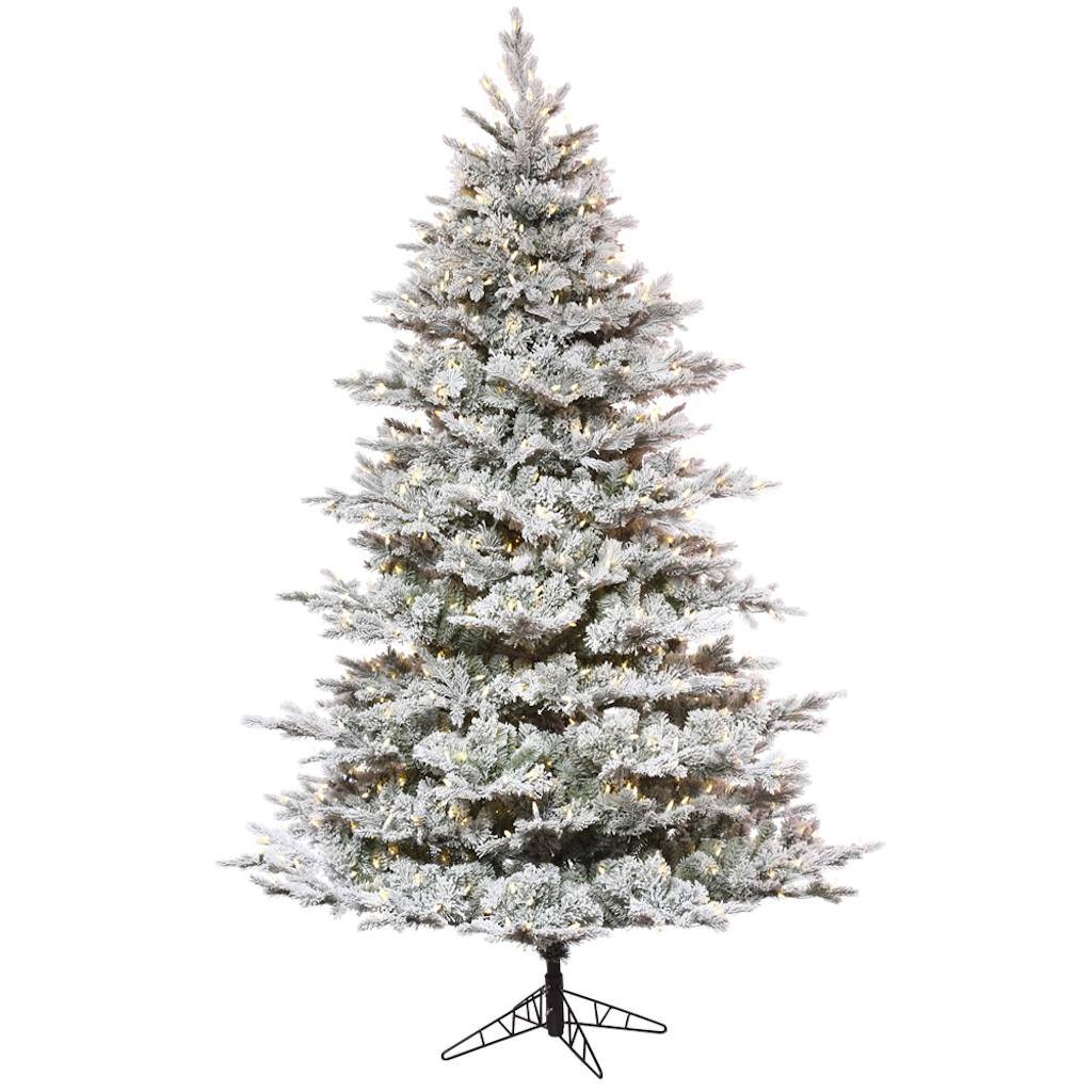 6.5' x 54" Artificial Flocked Kiana Pine Tree 550 Warm White LED Lights 1