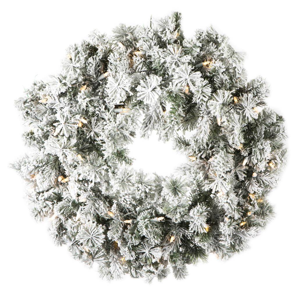 30" Artificial Flocked Kiana Wreath 70 Dura-Lit® LED Lights 1