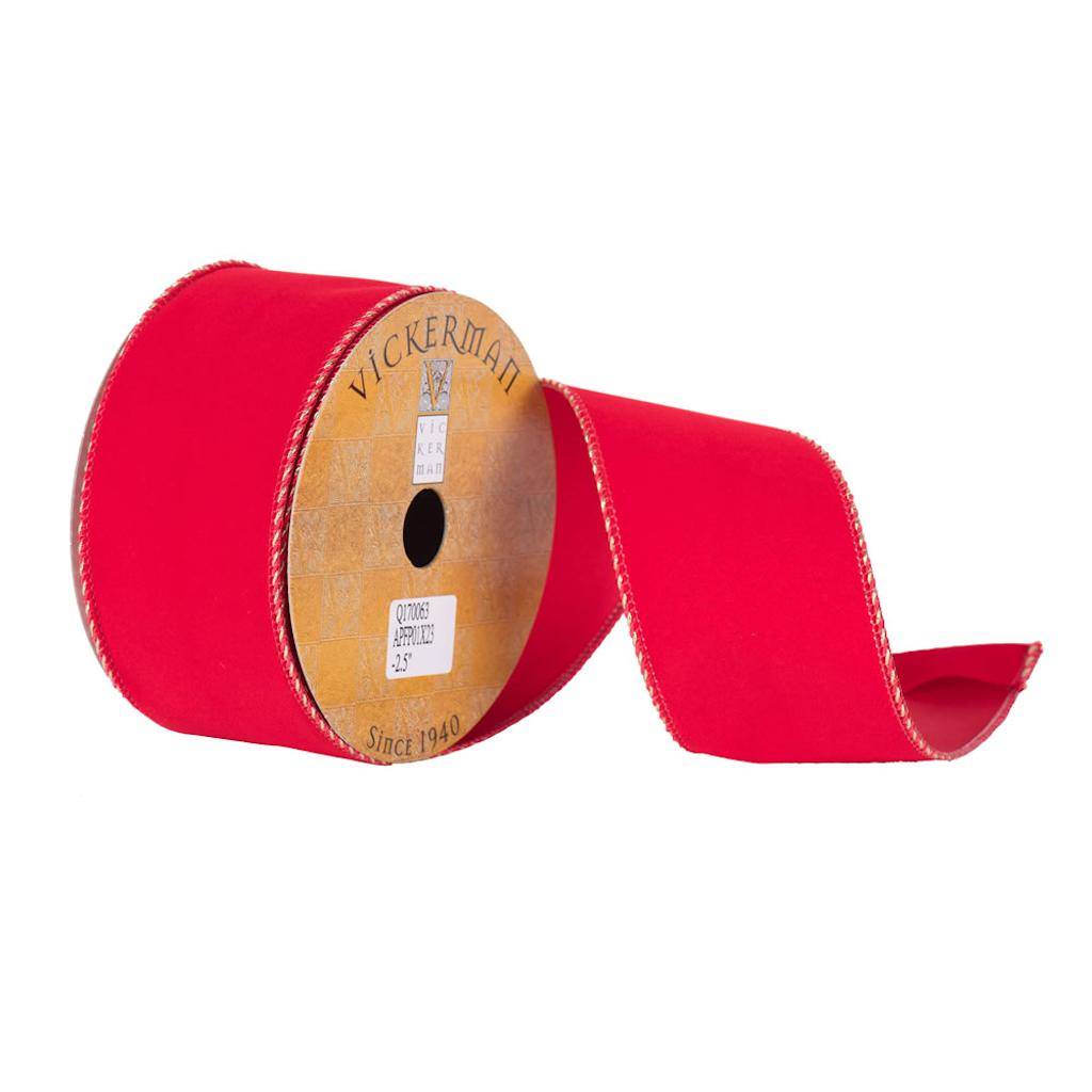 2.5" x 10yd Red Velvet Ribbon 1