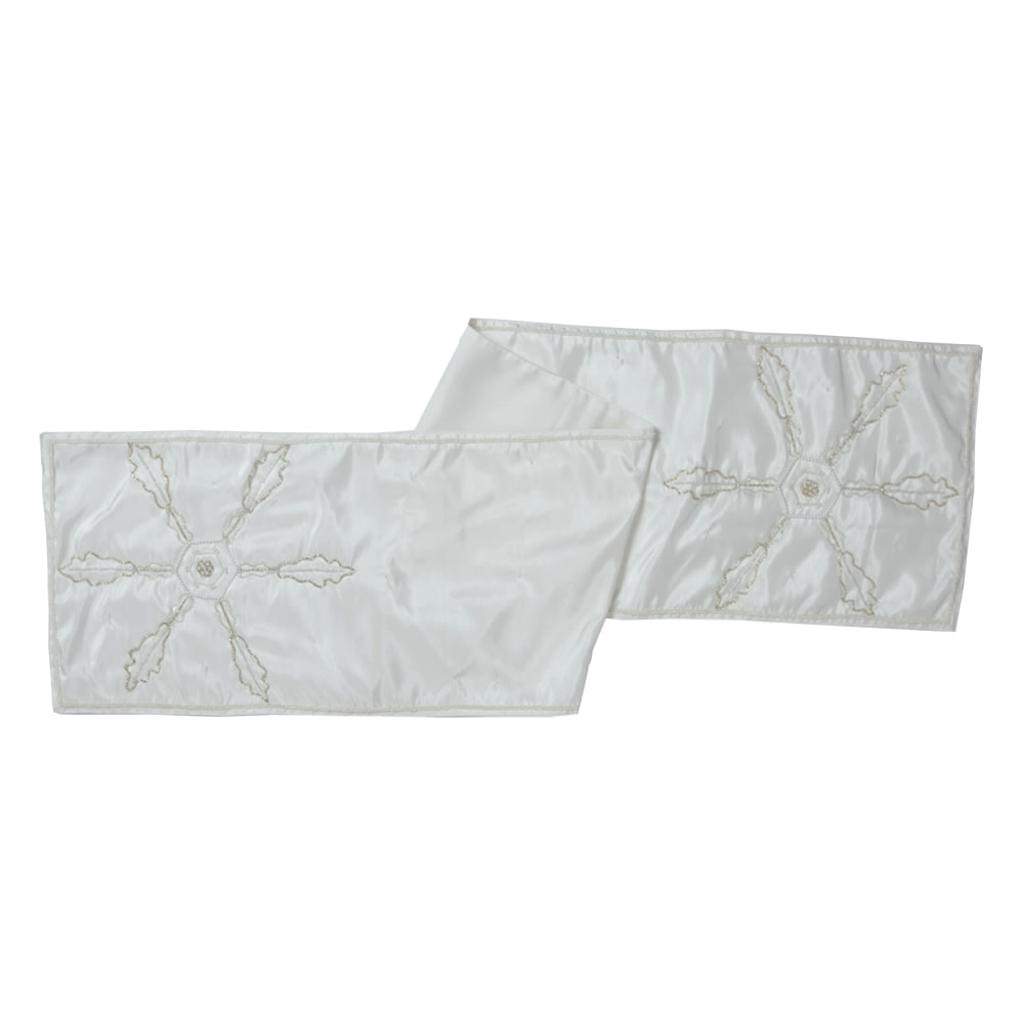 14" x 90" White Beaded Snowflake Table Runner 1