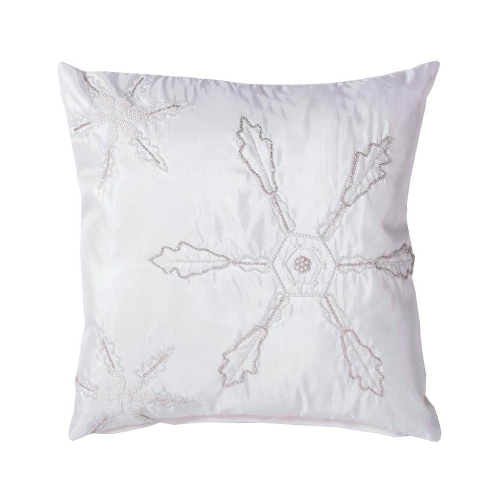 18" x 18"  Pure White Snowflake Pattern Pillow 1