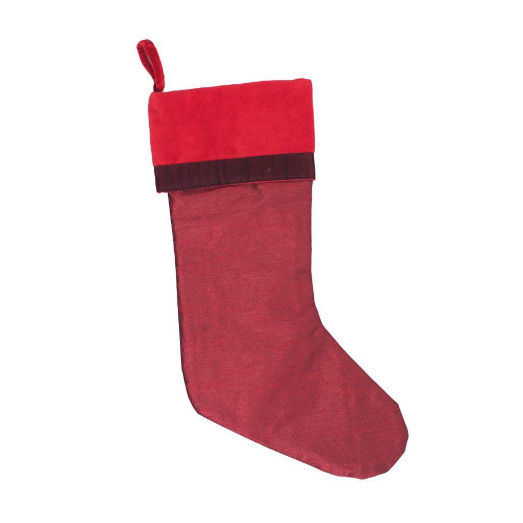 8" x 19" Burgundy Christmas Stocking 1