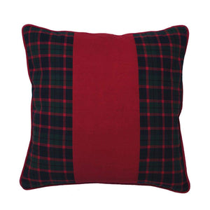 18" Holiday Red/Black Plaid Cotton Duckcloth Pillow 1