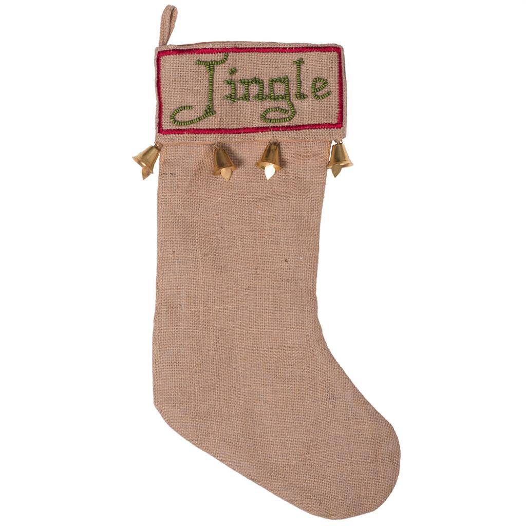 8" x 19" Burlap Jingle Stocking Christmas Stocking 1