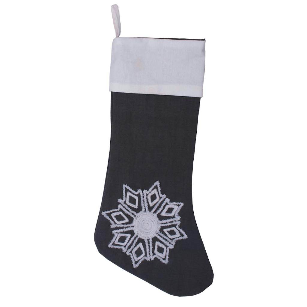 8" x 19" Embroidered Snowflake Christmas Stocking 1