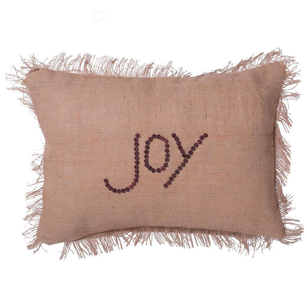 14" x 20" Rustic And Festive Burlap "Joy" Pillow 1