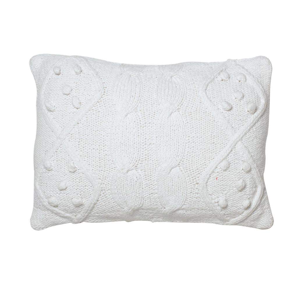 14" x 20" White French Knot /Cable Design 100% Cotton Pillow 1
