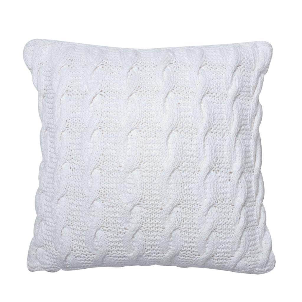 18" x 18" White Cable Knit 100% Cotton Pillow 1