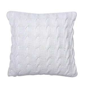 18" x 18" White Cable Knit 100% Cotton Pillow 1