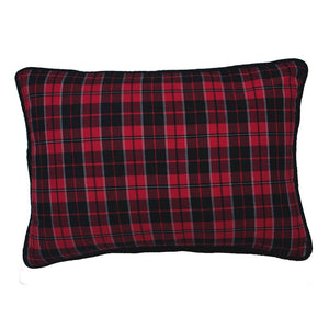 14" x 20" Red/Black Holiday Plaid With Black Velvet Back Pillow 1