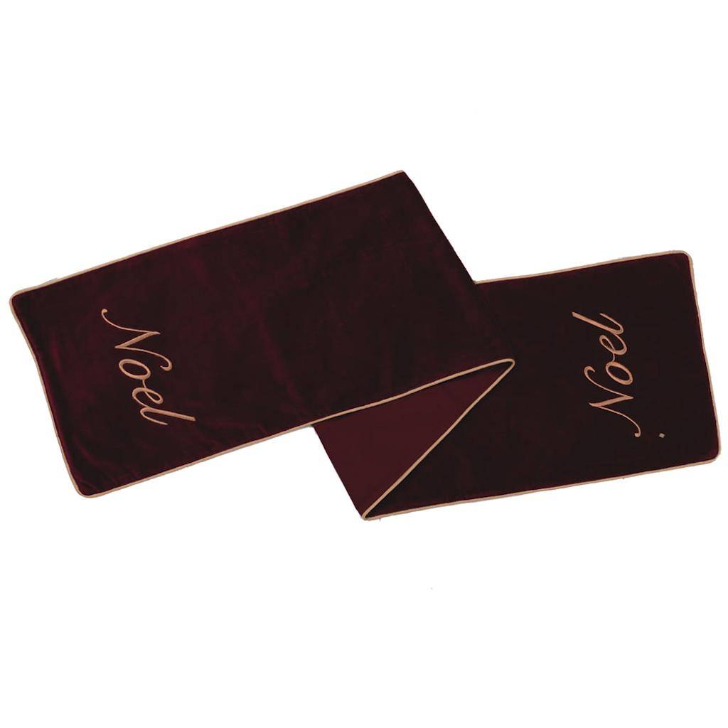 12" x 60" Cotton Velvet Embroidered "Noel" Table Runner 1