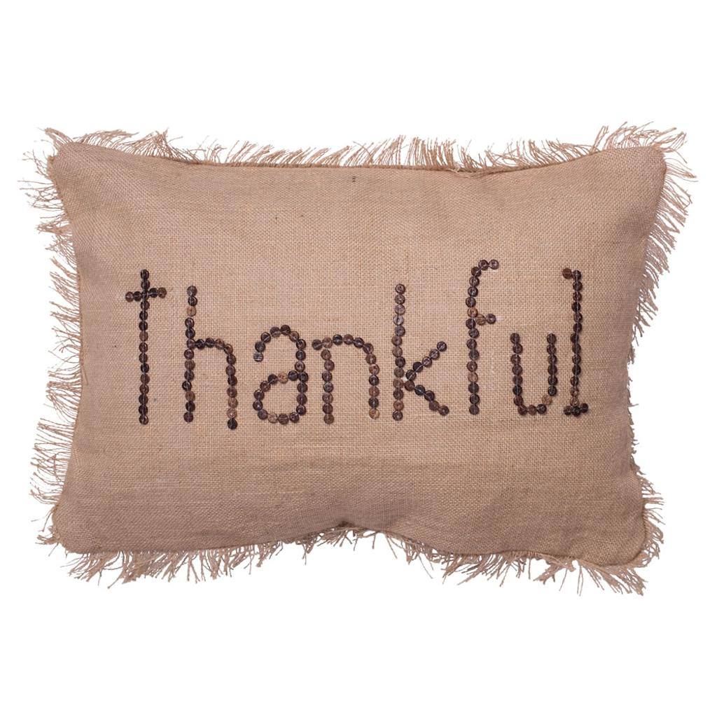 14" x 20" Rustic Harvest Burlap "Thankful" Pillow 1