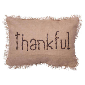 14" x 20" Rustic Harvest Burlap "Thankful" Pillow 1