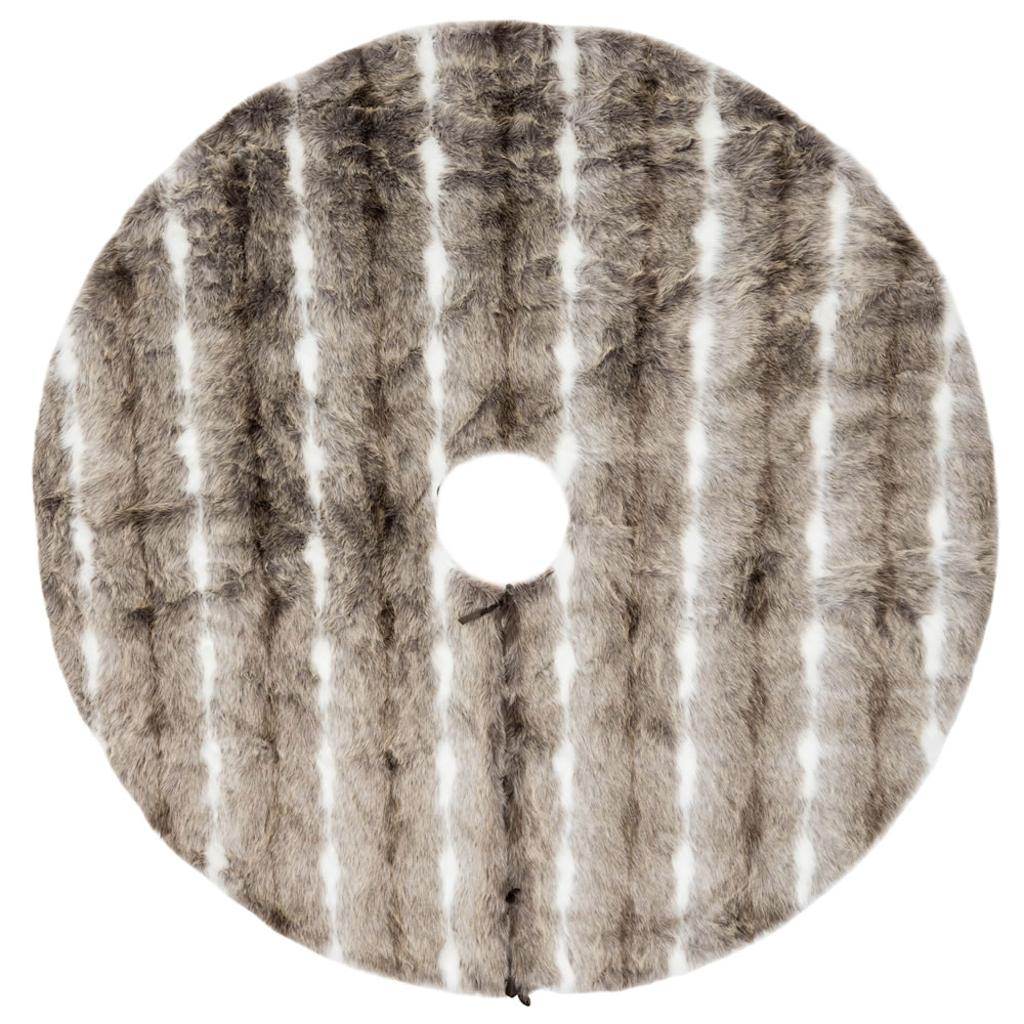 60"  Plush Faux Fur Striped Tree Skirt 1