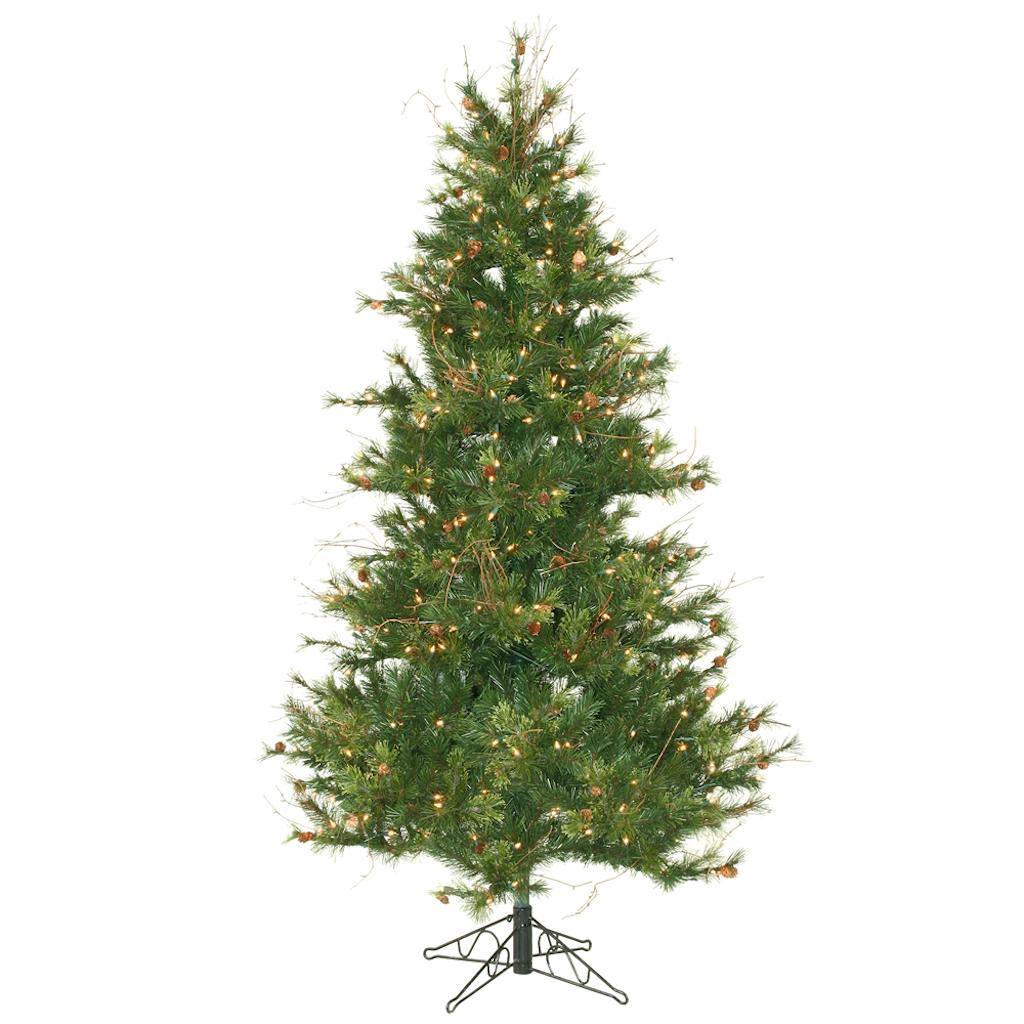 6.5' x 47" Artificial Mixed Country Pine Tree 400 Warm White LED Lights 1