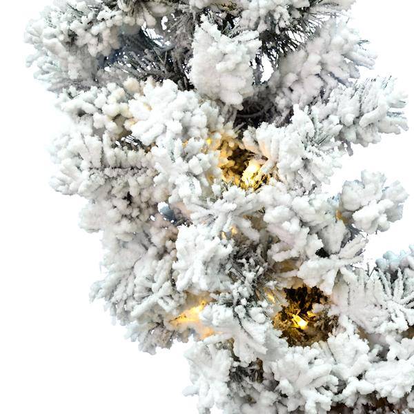 9' Artificial Flocked Alaskan Garland 100 LED Lights 2