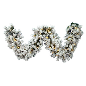 9' Artificial Flocked Alaskan Garland 100 LED Lights 1