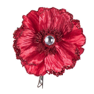 5" Red Wild Poppy Head Clip (3 pack) 1