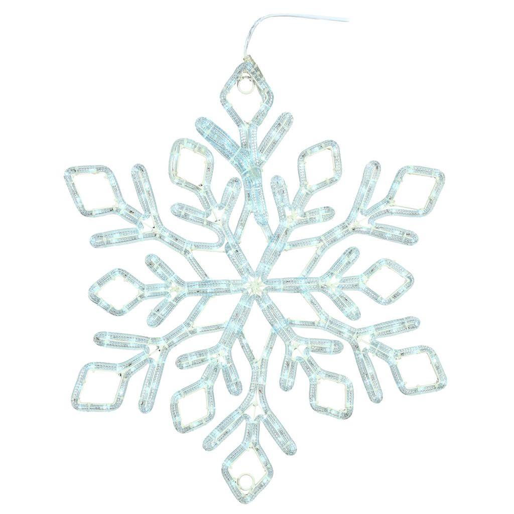 24" Diamond Snowflake Window Decor Pure White LED Twinkle Ropelight 1