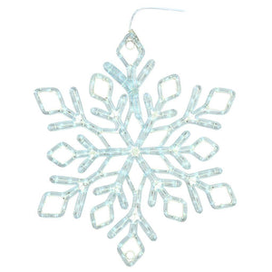 24" Diamond Snowflake Window Decor Pure White LED Twinkle Ropelight 1