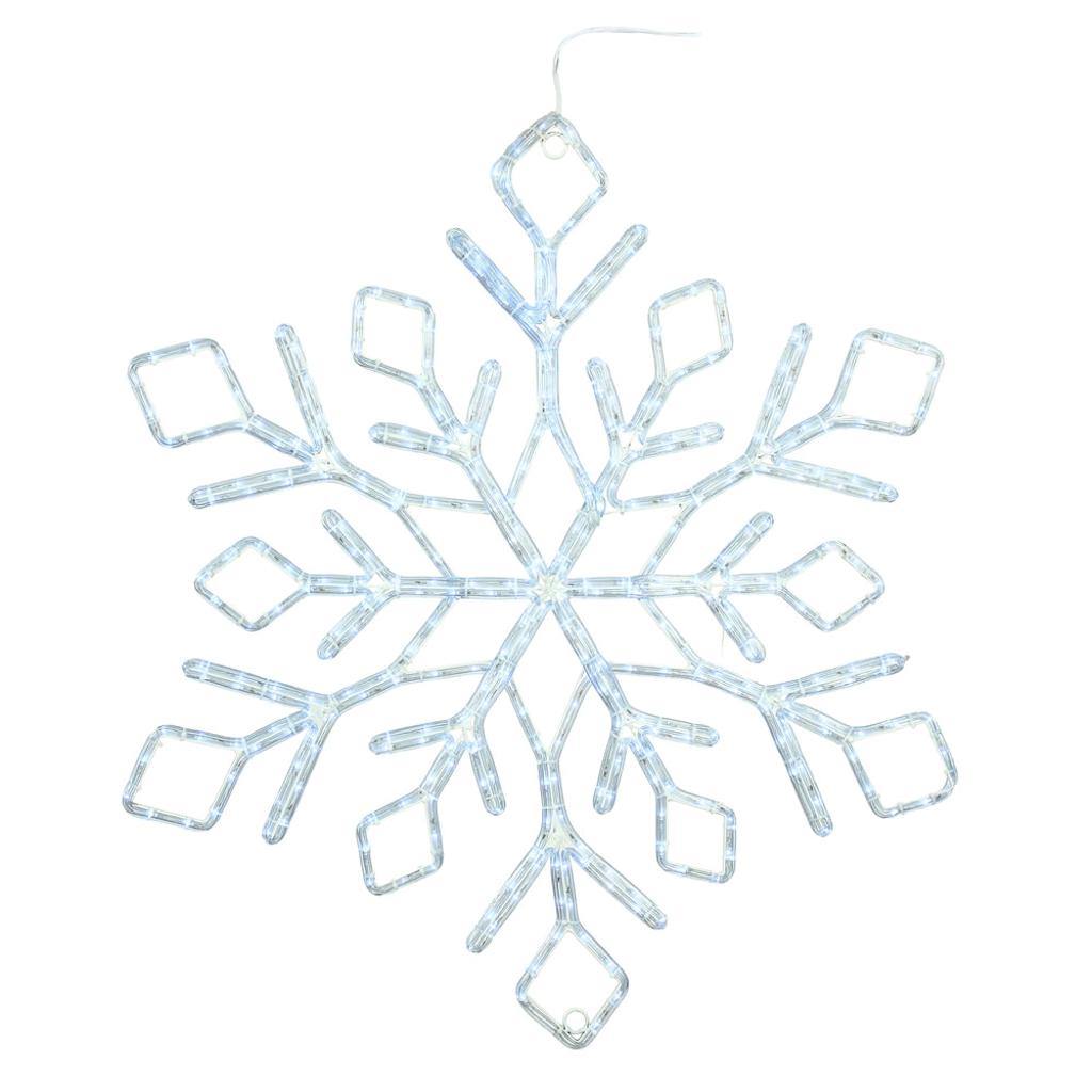 48" Diamond Snowflake Window Decor Pure White LED Twinkle Ropelight 1